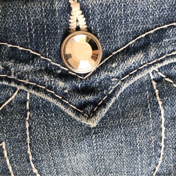 TRUE RELIGION 🍁 Julie Silver Jeans With Pave Swarovski Crystals! - Picture 2 of 13